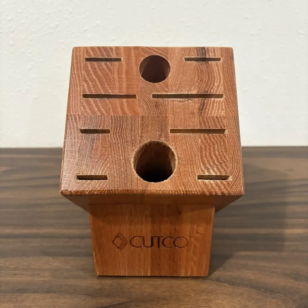 Cutco Homemaker Solid Honey Oak Wood‎ 10-Slot Knife Block Made In USA 8 x 10 x 5